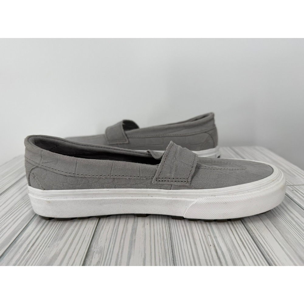 Vans Style 53 Grey Suede Embossed Penny Loafer Sneakers Slip on Womens 8 Men 6.5